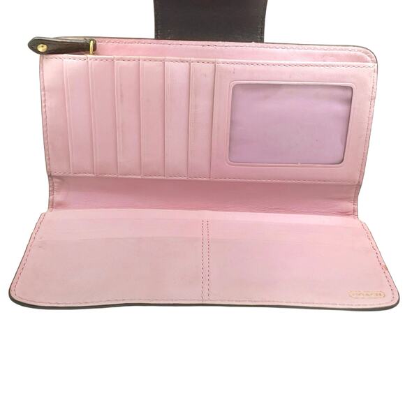 Coach Polished Leather Wallet | Gold Hardware | Blush Brown Bifold Holiday Gift - Picture 12 of 15